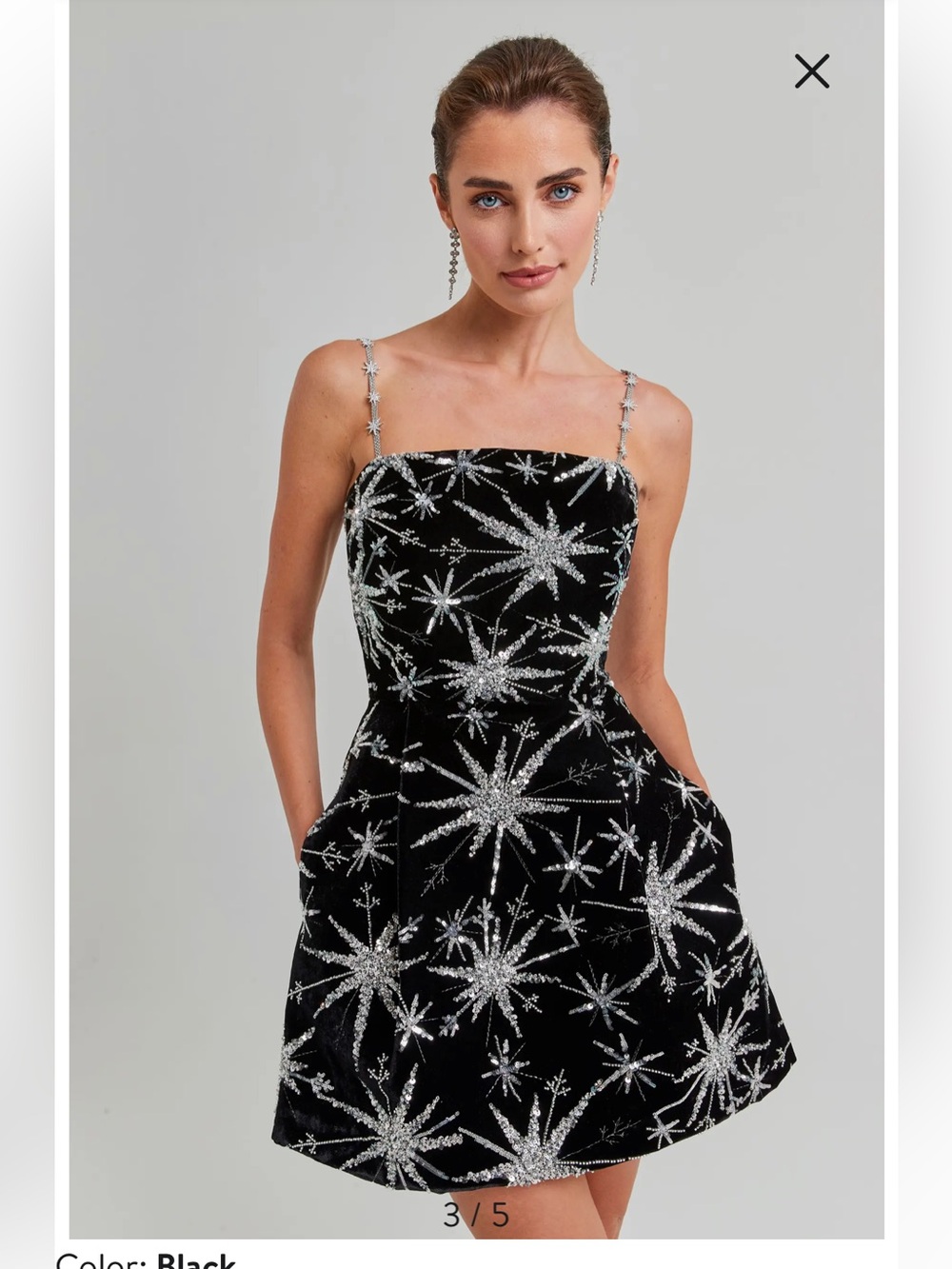 NWT Nadine Merabi BLACK STELLA RHINESTONE MINI DRESS Size 2
